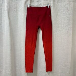 Hurley H2O-Dri Women's Red Ombre Seamless High-Waisted Leggings Size Small Y2K